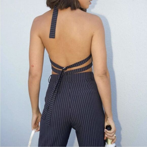 Pepper Mayo Hollywood Boulevard Vest Crop - Pinstripe M - Picture 3 of 13